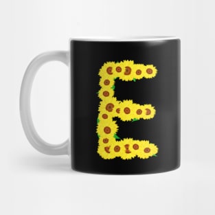 Sunflowers Initial Letter E (Black Background) Mug